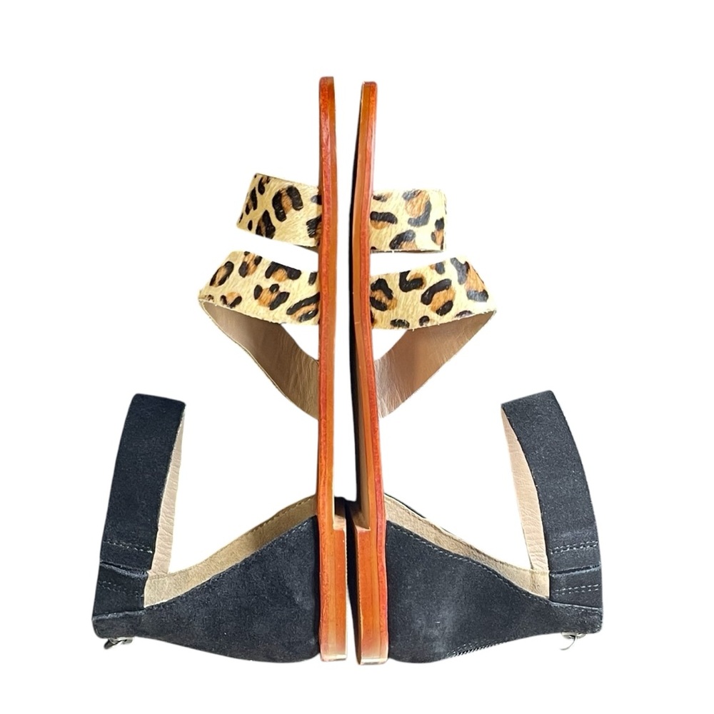 ABLE Leopard Print and Black Suede Sandals Size 8 - Picture 7 of 17